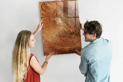 Magnetisch en beschrijfbaar glazen wandbord met print van een boomstam dwarsdoorsnede