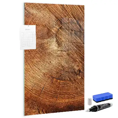 Magnetisch en beschrijfbaar glazen wandbord met print van een boomstam dwarsdoorsnede