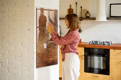 Magnetisch en beschrijfbaar glazen wandbord met print van een boomstam dwarsdoorsnede