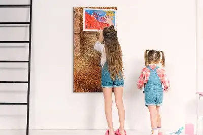 Magnetisch en beschrijfbaar glazen wandbord met print van een boomstam dwarsdoorsnede