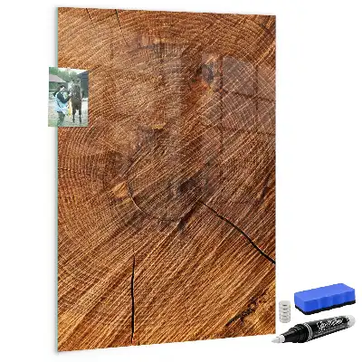 Magnetisch glazen wandbord in warme houttint en uitwisbaar