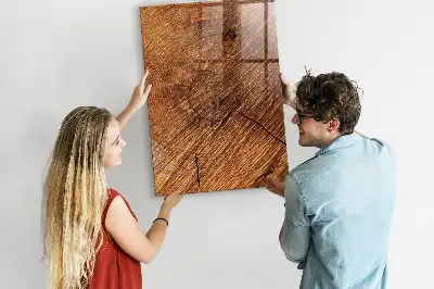 Magnetisch glazen wandbord in warme houttint en uitwisbaar