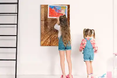 Magnetisch glazen wandbord in warme houttint en uitwisbaar