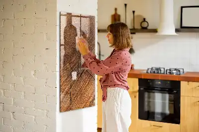 Magnetisch glazen wandbord in warme houttint en uitwisbaar