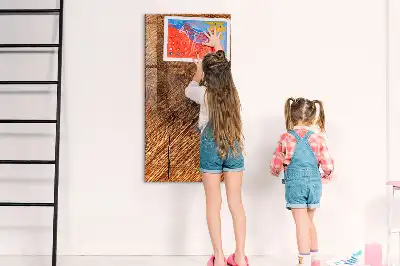 Magnetisch glazen wandbord in warme houttint en uitwisbaar