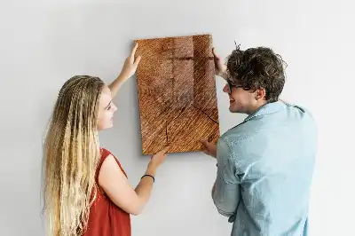 Magnetisch glazen wandbord in warme houttint en uitwisbaar