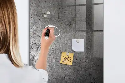 Decoratief glazen wandbord beschrijfbaar en magnetisch met een gekrast metalen effect