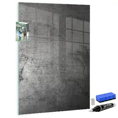 Decoratief glazen wandbord beschrijfbaar en magnetisch met een gekrast metalen effect