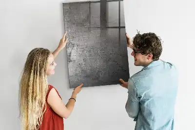 Decoratief glazen wandbord beschrijfbaar en magnetisch met een gekrast metalen effect