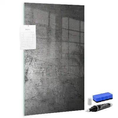 Decoratief glazen wandbord beschrijfbaar en magnetisch met een gekrast metalen effect