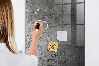 Decoratief glazen wandbord beschrijfbaar en magnetisch met een gekrast metalen effect