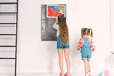 Decoratief glazen wandbord beschrijfbaar en magnetisch met een gekrast metalen effect