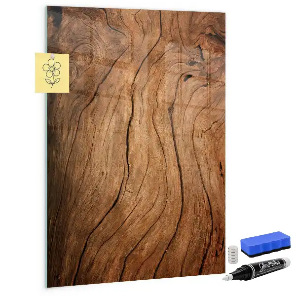 Magnetisch en uitwisbaar glazen wandbord met print van oud hout