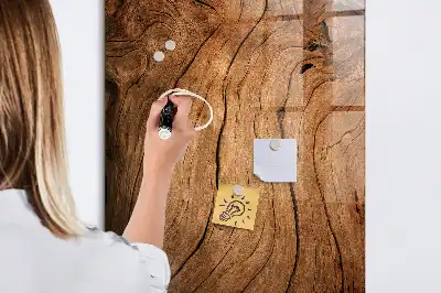 Magnetisch en uitwisbaar glazen wandbord met print van oud hout