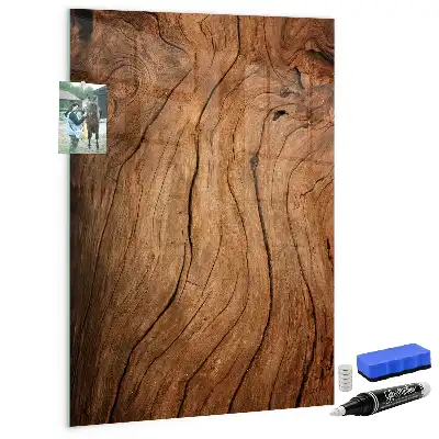 Magnetisch en uitwisbaar glazen wandbord met print van oud hout