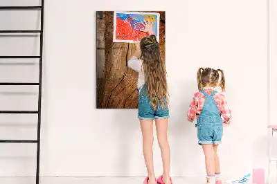 Magnetisch en uitwisbaar glazen wandbord met print van oud hout