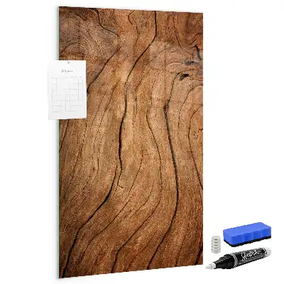 Magnetisch en uitwisbaar glazen wandbord met print van oud hout