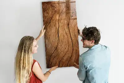 Magnetisch en uitwisbaar glazen wandbord met print van oud hout