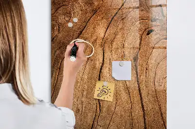 Magnetisch en uitwisbaar glazen wandbord met print van oud hout
