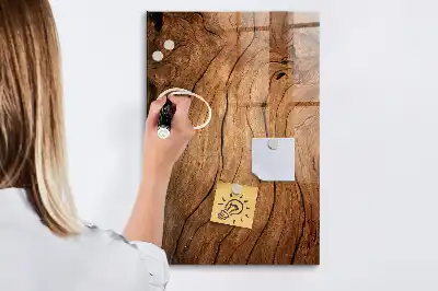 Magnetisch en uitwisbaar glazen wandbord met print van oud hout