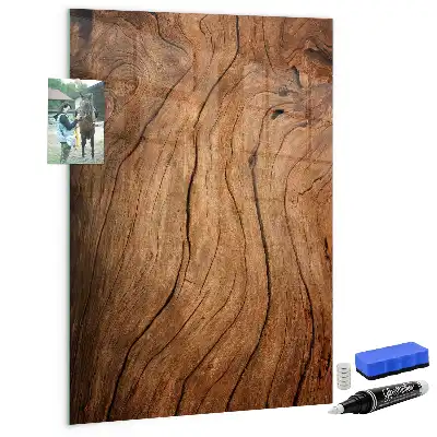 Magnetisch en uitwisbaar glazen wandbord met print van oud hout