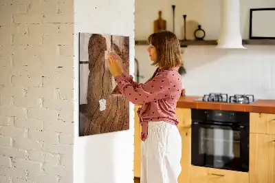 Magnetisch en uitwisbaar glazen wandbord met print van oud hout