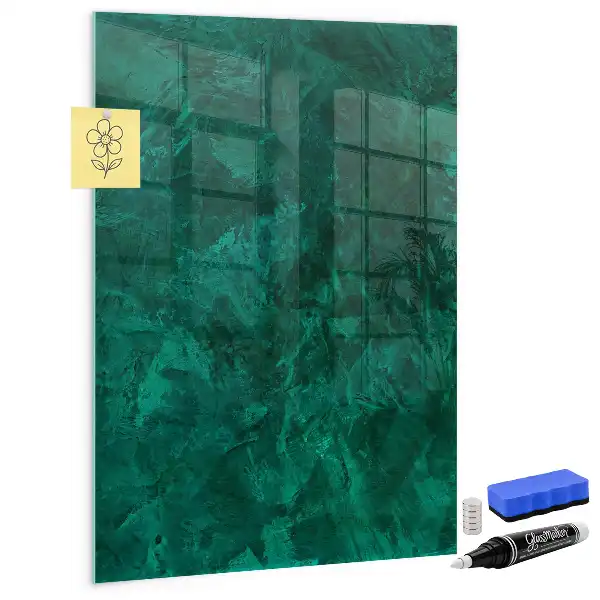 Magnetisch en uitwisbaar glazen wandbord in smaragdgroene kleur