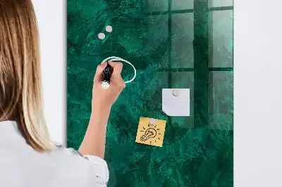 Magnetisch en uitwisbaar glazen wandbord in smaragdgroene kleur