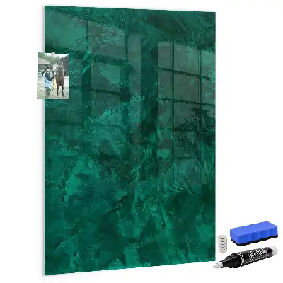 Magnetisch en uitwisbaar glazen wandbord in smaragdgroene kleur