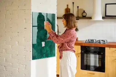 Magnetisch en uitwisbaar glazen wandbord in smaragdgroene kleur