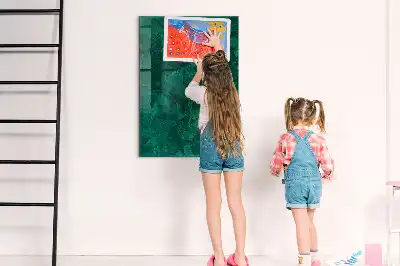 Magnetisch en uitwisbaar glazen wandbord in smaragdgroene kleur