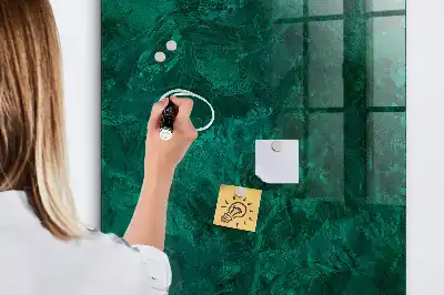 Magnetisch en uitwisbaar glazen wandbord in smaragdgroene kleur