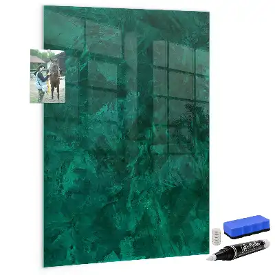 Magnetisch en uitwisbaar glazen wandbord in smaragdgroene kleur