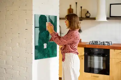 Magnetisch en uitwisbaar glazen wandbord in smaragdgroene kleur