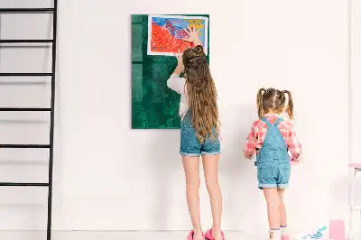 Magnetisch en uitwisbaar glazen wandbord in smaragdgroene kleur