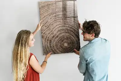Decoratief glazen wandbord beschrijfbaar en magnetisch met jaarringen motief