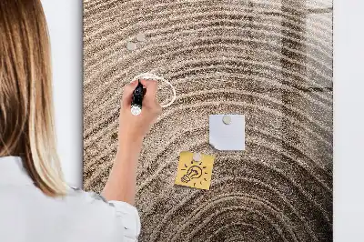 Decoratief glazen wandbord beschrijfbaar en magnetisch met jaarringen motief