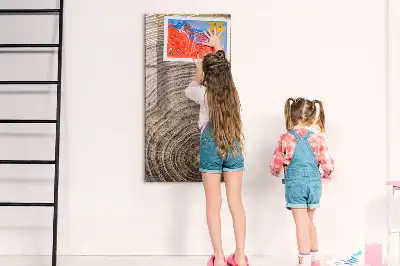 Decoratief glazen wandbord beschrijfbaar en magnetisch met jaarringen motief