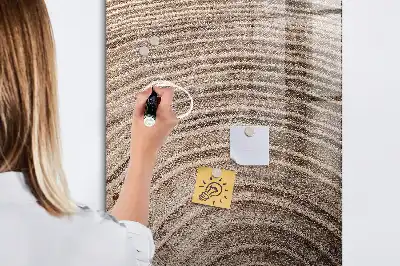 Decoratief glazen wandbord beschrijfbaar en magnetisch met jaarringen motief
