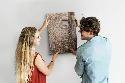 Decoratief glazen wandbord beschrijfbaar en magnetisch met jaarringen motief