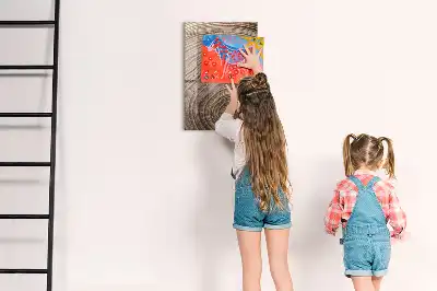 Decoratief glazen wandbord beschrijfbaar en magnetisch met jaarringen motief