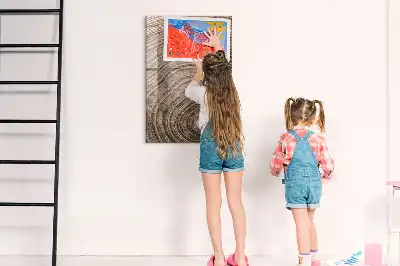 Decoratief glazen wandbord beschrijfbaar en magnetisch met jaarringen motief