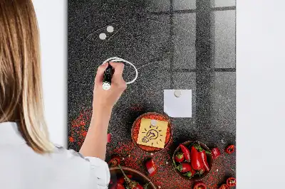 Gemalen paprikapoeder magnetisch en uitwisbaar glazen wandbord