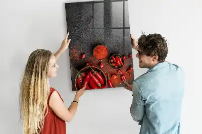 Gemalen paprikapoeder magnetisch en uitwisbaar glazen wandbord