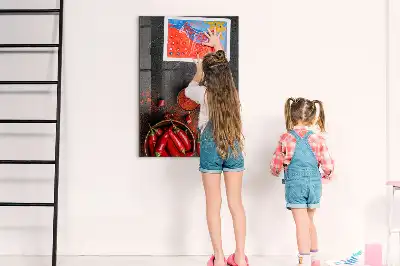 Gemalen paprikapoeder magnetisch en uitwisbaar glazen wandbord