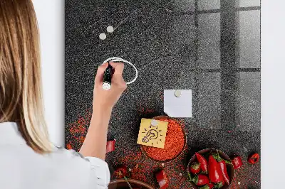 Gemalen paprikapoeder magnetisch en uitwisbaar glazen wandbord