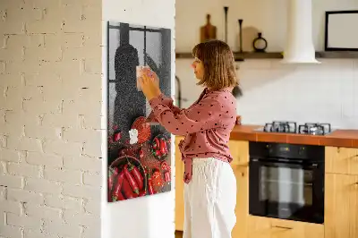Gemalen paprikapoeder magnetisch en uitwisbaar glazen wandbord