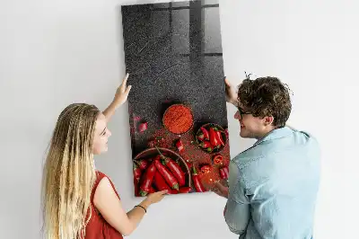 Gemalen paprikapoeder magnetisch en uitwisbaar glazen wandbord