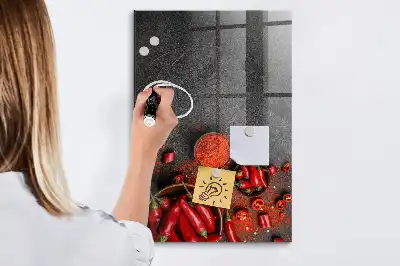 Gemalen paprikapoeder magnetisch en uitwisbaar glazen wandbord