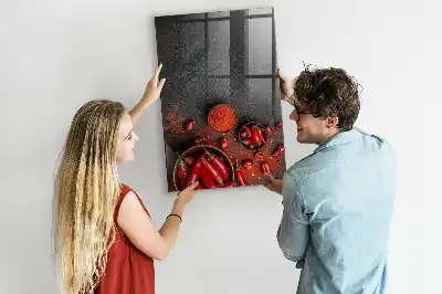 Gemalen paprikapoeder magnetisch en uitwisbaar glazen wandbord